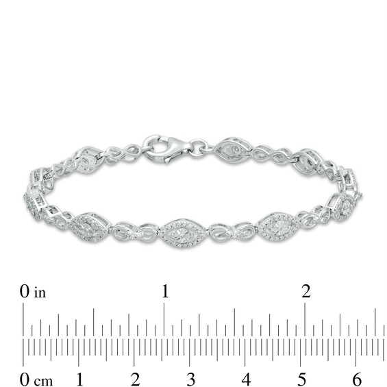 0.50 CT. T.W. Multi-Diamond Alternating Shape Line Bracelet in Sterling Silver – 7.5"