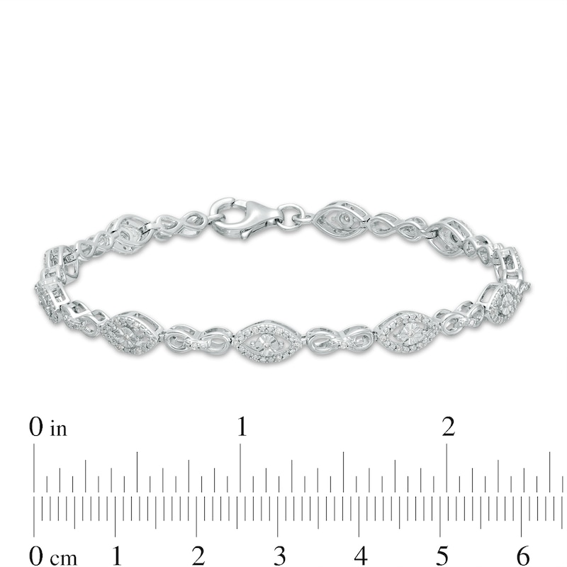 0.50 CT. T.W. Multi-Diamond Alternating Shape Line Bracelet in Sterling Silver – 7.5"|Peoples Jewellers