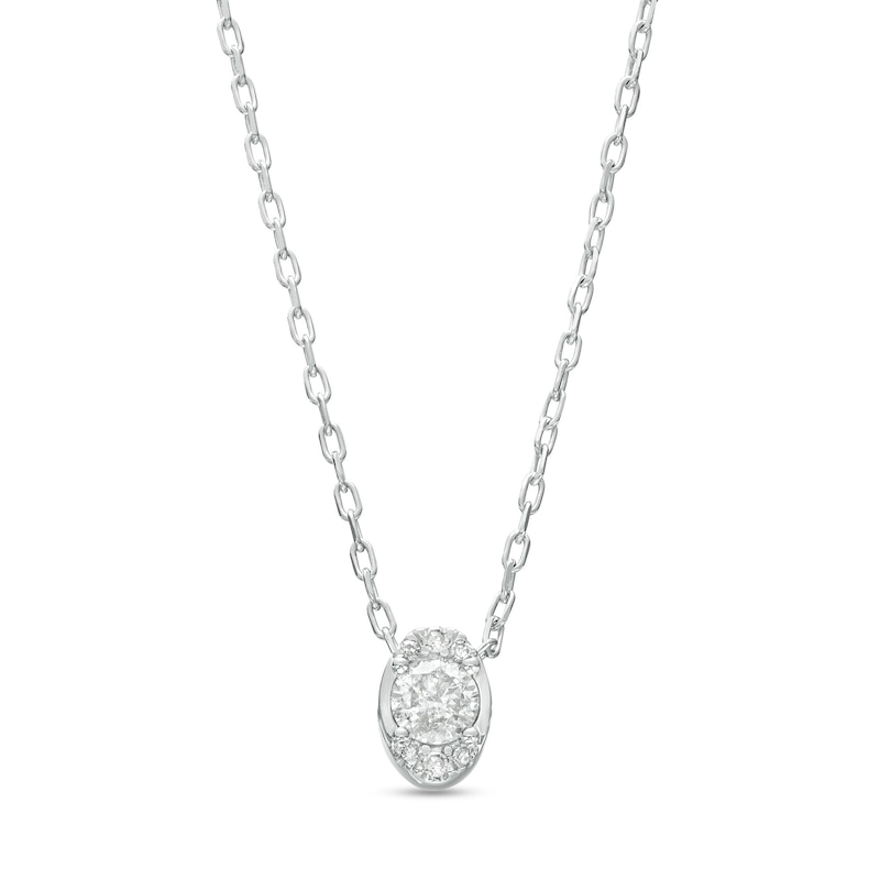 0.16 CT. T.W. Diamond Oval-Shaped Pendant in 10K White Gold