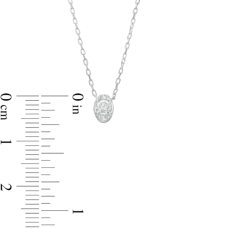 Main Image 3 of 0.16 CT. T.W. Diamond Oval-Shaped Pendant in 10K White Gold