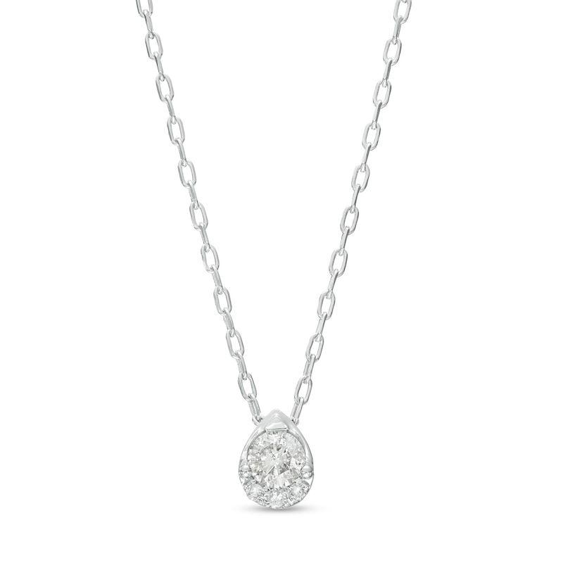 Main Image 1 of 0.16 CT. T.W. Diamond Pear-Shaped Pendant in 10K White Gold