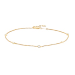 0.16 CT. T.W. Diamond Five Stone Station Anklet in 10K Gold – 10&quot;