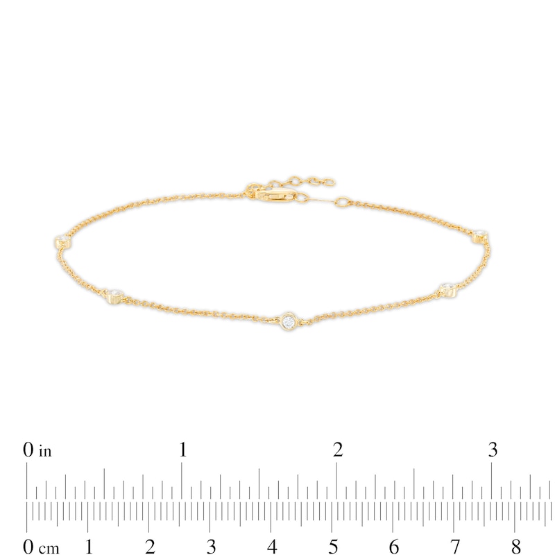 0.16 CT. T.W. Diamond Five Stone Station Anklet in 10K Gold – 10"