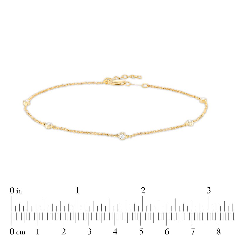 Main Image 4 of 0.16 CT. T.W. Diamond Five Stone Station Anklet in 10K Gold – 10"