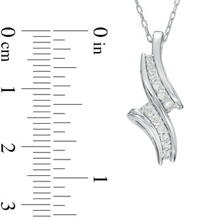 0.20 CT. T.W. Diamond Graduated Curve Bypass Pendant in 10K White Gold