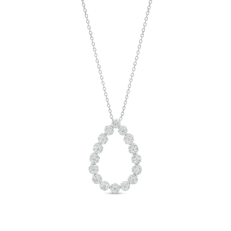 Main Image 1 of 1.00 CT. T.W. Multi-Diamond Open Teardrop Pendant in 10K White Gold