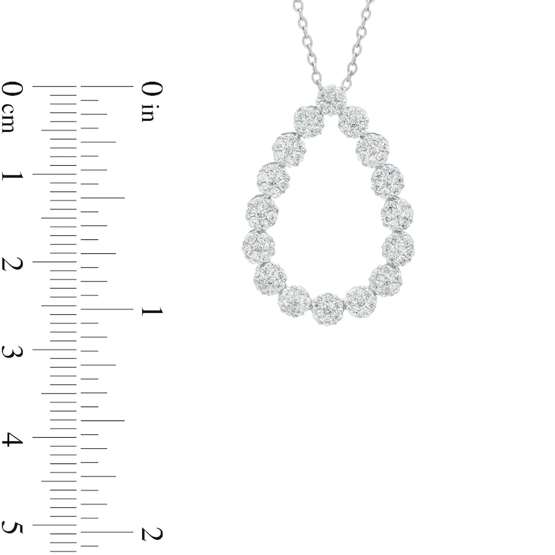 Main Image 3 of 1.00 CT. T.W. Multi-Diamond Open Teardrop Pendant in 10K White Gold