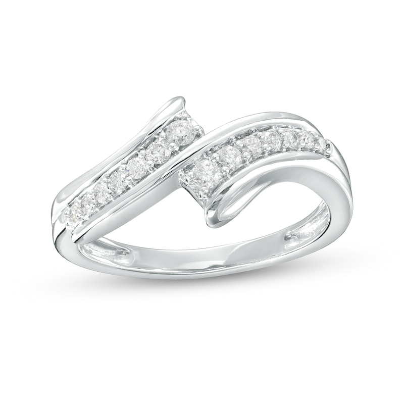 0.20 CT. T.W. Diamond Graduated Bypass Ring in 10K White Gold