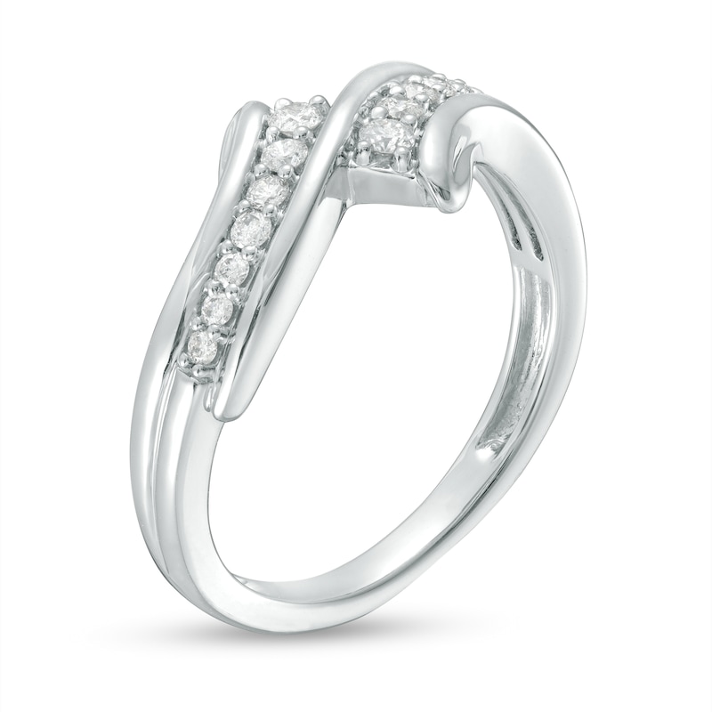 0.20 CT. T.W. Diamond Graduated Bypass Ring in 10K White Gold