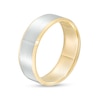 Thumbnail Image 3 of Men's 7.0mm Bevelled Edge Comfort-Fit Engravable Wedding Band in 14K Two-Tone Gold (1 Line)