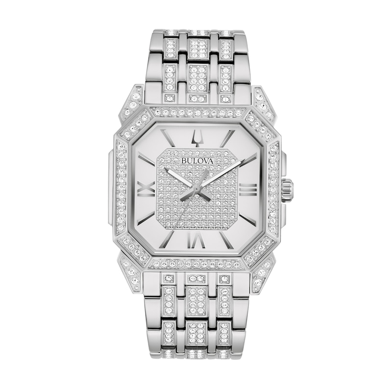 Main Image 1 of Men's Bulova Octava Crystal Accent Watch with Square Silver-Tone Dial (Model: 96A285)
