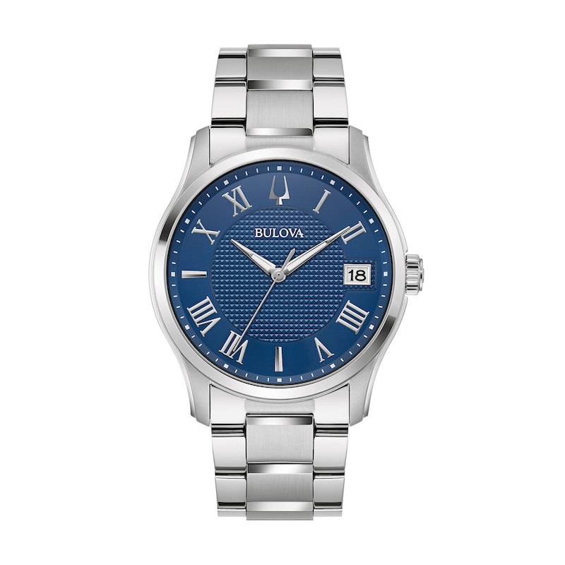 Men's Bulova Classic Wilton Watch with Blue Dial (Model: 96B386)|Peoples Jewellers