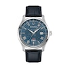 Thumbnail Image 0 of Men's Bulova Classic Wilton Black Leather Strap Watch with Blue Dial (Model: 96B385)