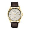 Thumbnail Image 1 of Men's Bulova Wilton Gold-Tone Automatic Brown Leather Strap Watch with White Dial (Model: 97B210)