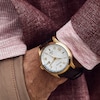 Thumbnail Image 2 of Men's Bulova Wilton Gold-Tone Automatic Brown Leather Strap Watch with White Dial (Model: 97B210)