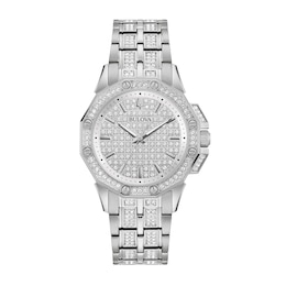 Ladies' Bulova Octava Crystal Accent Watch with Silver-Tone Dial (Model: 96L305)
