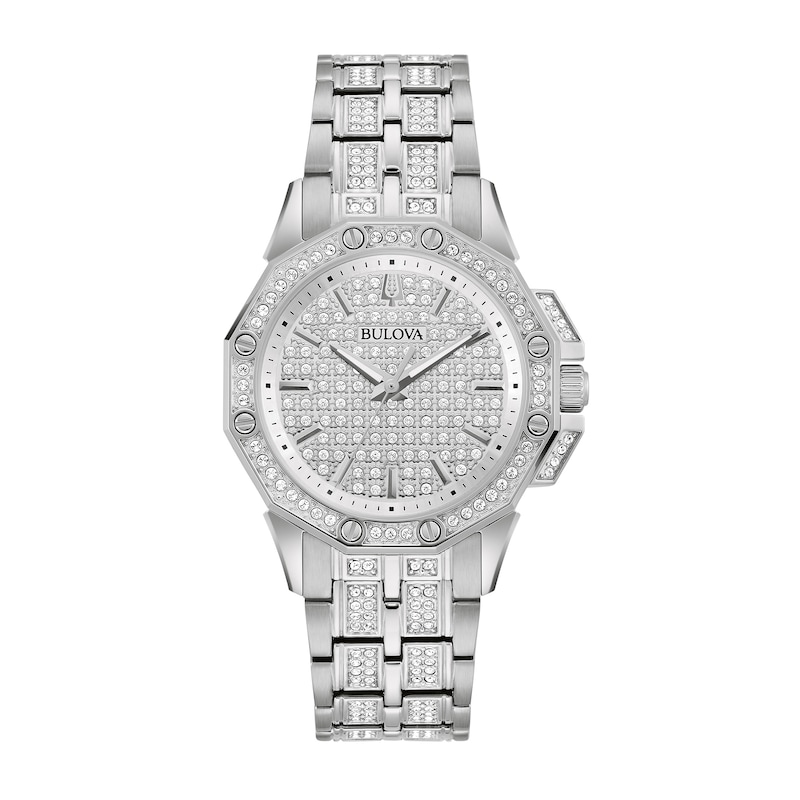 Ladies' Bulova Octava Crystal Accent Watch with Silver-Tone Dial (Model: 96L305)|Peoples Jewellers