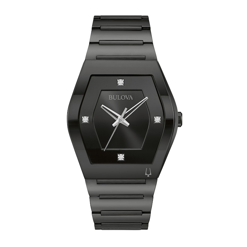 Men's Bulova Modern Gemini Diamond Accent Black Tonneau Watch (Model: 98D177)