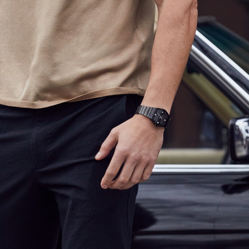 Main Image 2 of Men's Bulova Modern Gemini Diamond Accent Black Tonneau Watch (Model: 98D177)