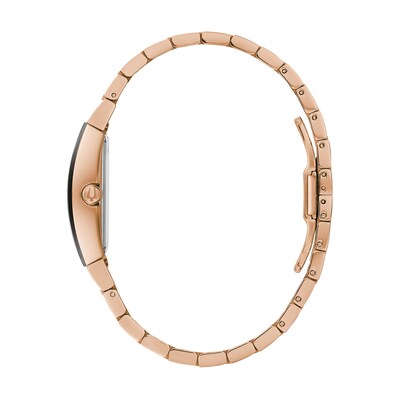 Ladies' Bulova Modern Gemini Diamond Accent Rose-Tone Strap with Tonneau Black Dial (Model: 97P158)