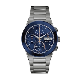 Men's Bulova Modern Millennia Two-Tone IP Chronograph watch with Blue Dial (Model: 98C143)
