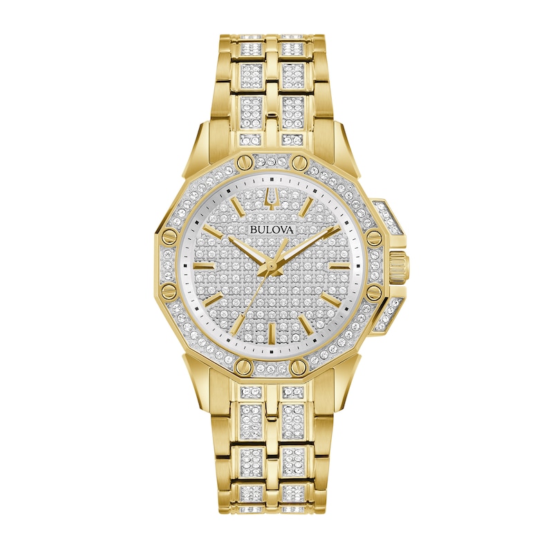 Main Image 1 of Ladies' Bulova Octava Crystal Gold-Tone Watch with Silver-Tone Dial (Model: 98L302)