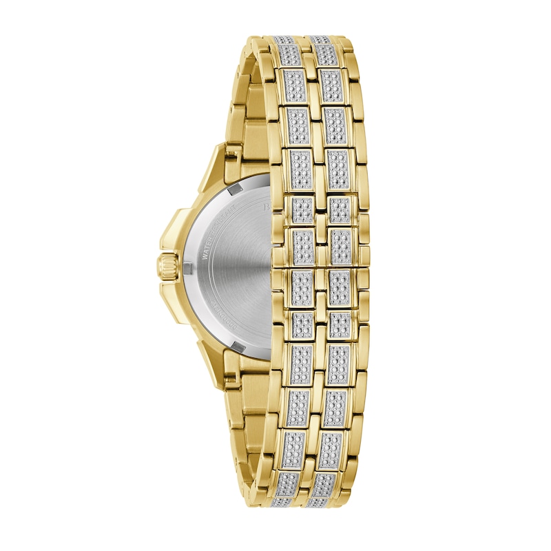 Main Image 3 of Ladies' Bulova Octava Crystal Gold-Tone Watch with Silver-Tone Dial (Model: 98L302)