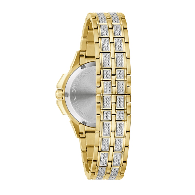 Ladies' Bulova Octava Crystal Gold-Tone Watch with Silver-Tone Dial (Model: 98L302)