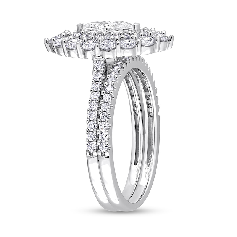 Main Image 3 of 1.47 CT. T.W. Marquise Diamond Double Frame Bridal Set in 14K White Gold