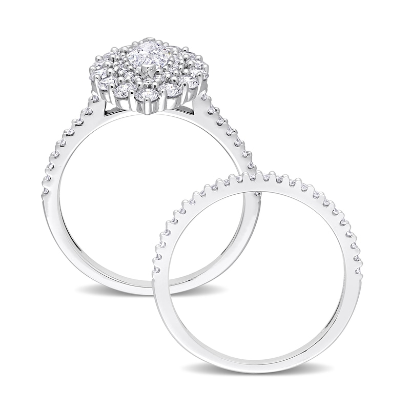 Main Image 5 of 1.47 CT. T.W. Marquise Diamond Double Frame Bridal Set in 14K White Gold