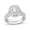 1.50 CT. T.W. Oval Diamond Double Frame Bridal Set in 14K White Gold