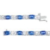 Thumbnail Image 2 of Cushion-Cut Ceylon Blue and Oval White Lab-Created Sapphire Alternating Line Bracelet in Sterling Silver – 7.25"