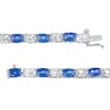 Thumbnail Image 3 of Cushion-Cut Ceylon Blue and Oval White Lab-Created Sapphire Alternating Line Bracelet in Sterling Silver – 7.25"