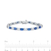 Thumbnail Image 3 of Cushion-Cut Ceylon Blue and Oval White Lab-Created Sapphire Alternating Line Bracelet in Sterling Silver – 7.25"