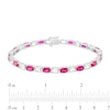 Thumbnail Image 3 of Cushion-Cut Lab-Created Ruby and Oval White Lab-Created Sapphire Alternating Line Bracelet in Sterling Silver – 7.25"