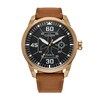Thumbnail Image 0 of Men's Citizen Eco-Drive® Avion Rose-Tone Brown Leather Strap Watch with Black Dial (Model: AW1733-09E)
