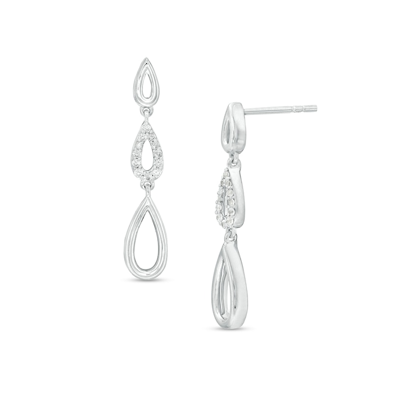 0.10 CT. T.W. Diamond Graduated Triple Teardrop Drop Earrings in Sterling Silver|Peoples Jewellers