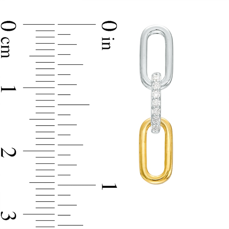 0.10 CT. T.W. Diamond Paper Clip Link Drop Earrings in Sterling Silver and 10K Gold