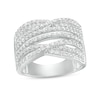 Thumbnail Image 0 of 1.00 CT. T.W. Diamond Crossover Multi-Row Ring in 10K White Gold