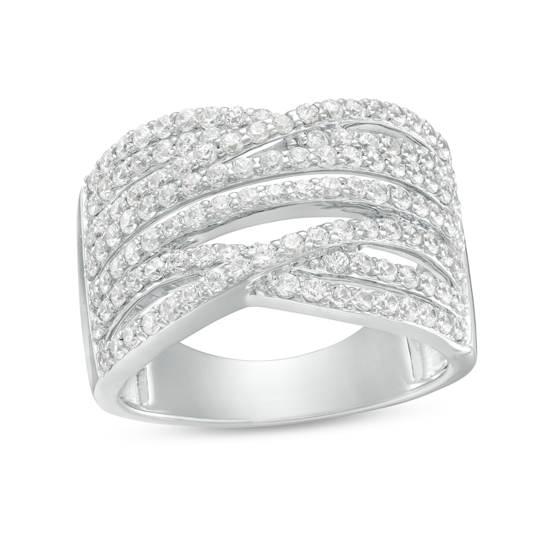 1.00 CT. T.W. Diamond Crossover Multi-Row Ring in 10K White Gold