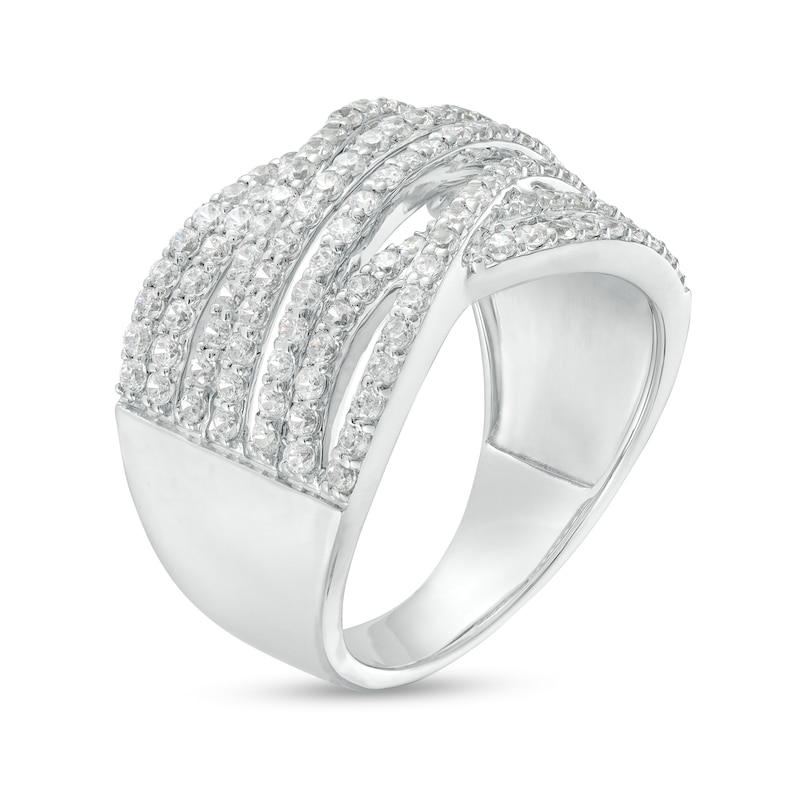 1.00 CT. T.W. Diamond Crossover Multi-Row Ring in 10K White Gold