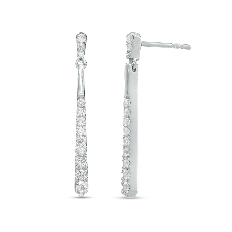 0.20 CT. T.W. Diamond Graduated Linear Drop Earrings in 10K White Gold|Peoples Jewellers