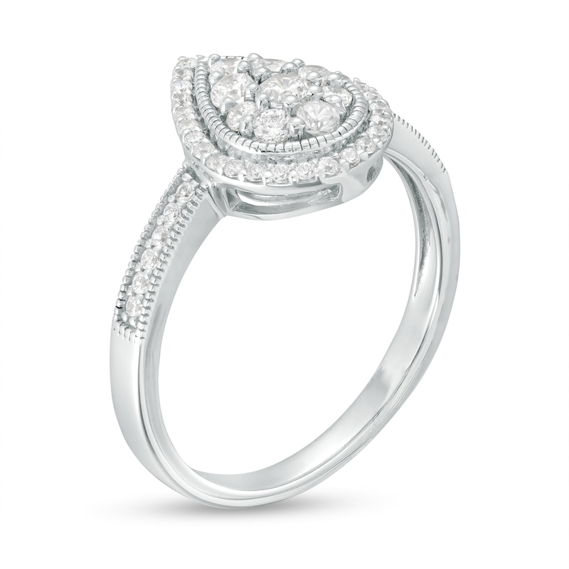 0.50 CT. T.W. Pear-Shaped Multi-Diamond Frame Ring in 10K White Gold