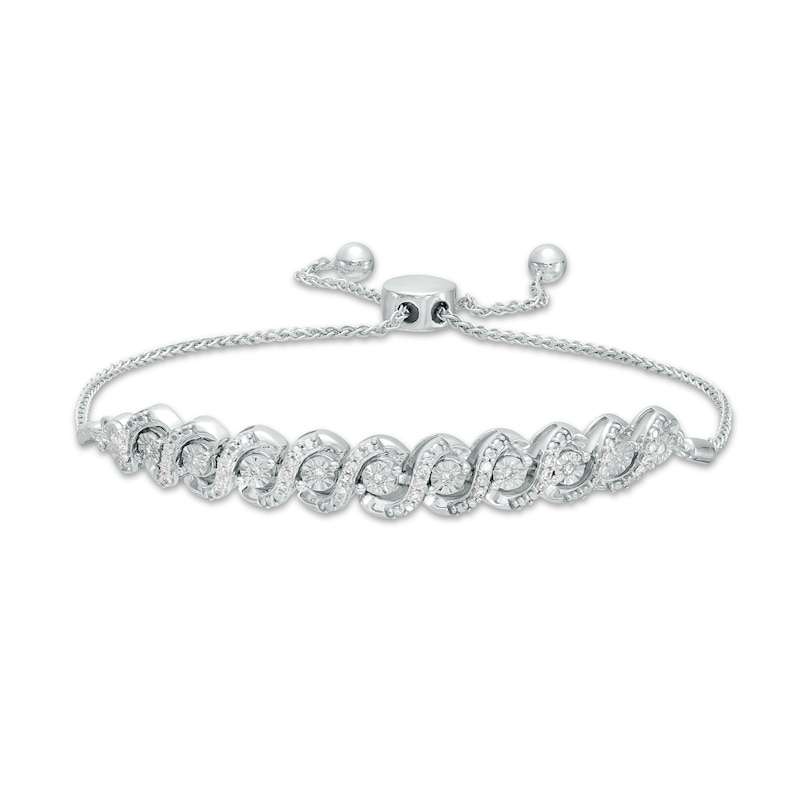 0.25 CT. T.W. Diamond Twist Bolo Bracelet in Sterling Silver – 9.5"|Peoples Jewellers