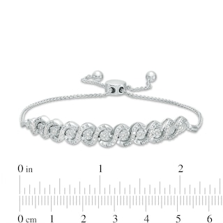0.25 CT. T.W. Diamond Twist Bolo Bracelet in Sterling Silver – 9.5"