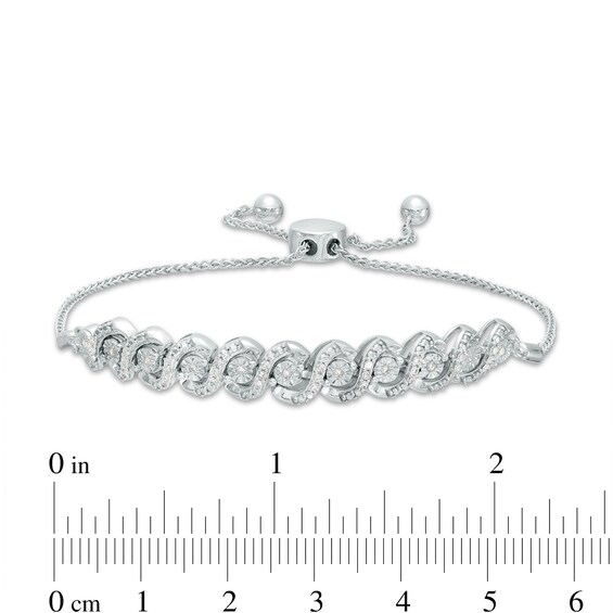 0.25 CT. T.W. Diamond Twist Bolo Bracelet in Sterling Silver – 9.5"