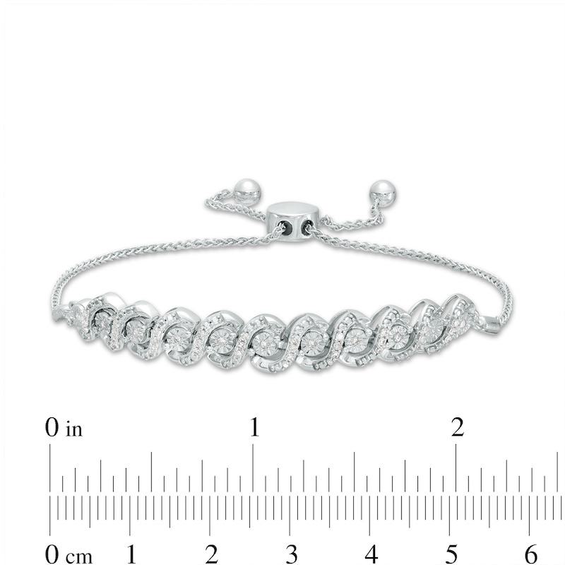 0.25 CT. T.W. Diamond Twist Bolo Bracelet in Sterling Silver – 9.5"|Peoples Jewellers