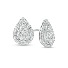 0.50 CT. T.W. Pear-Shaped Multi-Diamond Frame Stud Earrings in 10K White Gold
