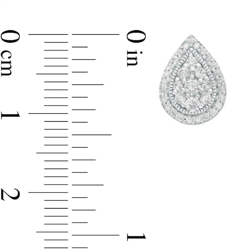 Main Image 3 of 0.50 CT. T.W. Pear-Shaped Multi-Diamond Frame Stud Earrings in 10K White Gold