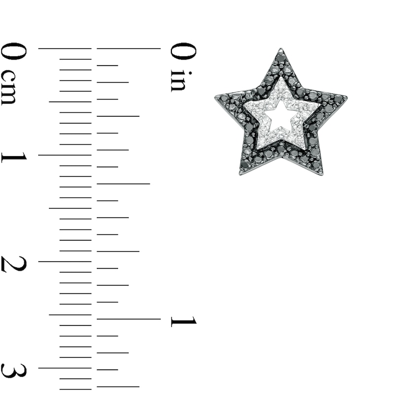 0.20 CT. T.W. Black and White Diamond Star Stud Earrings in Sterling Silver